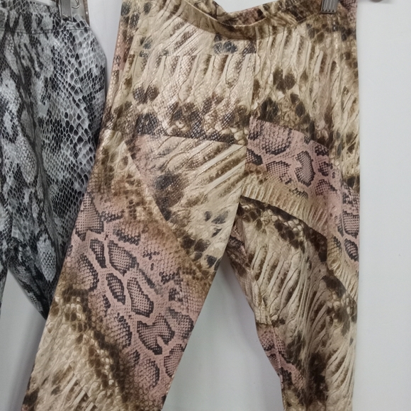 2 Pairs Legging White Birch Python Snakeskin Pattern Brown Black & white Size S - Picture 4 of 4